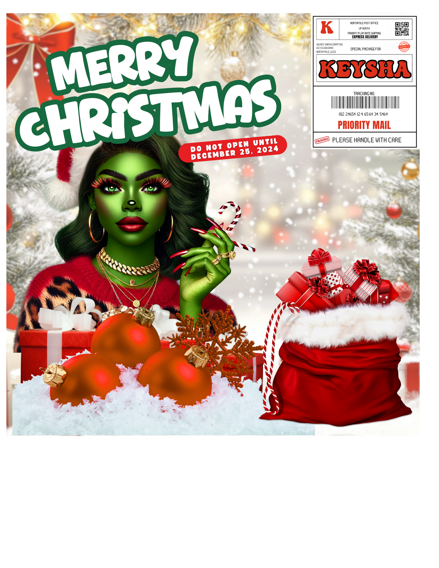 Personalized Digital Merry Green Christmas Bundle (Canva Template)