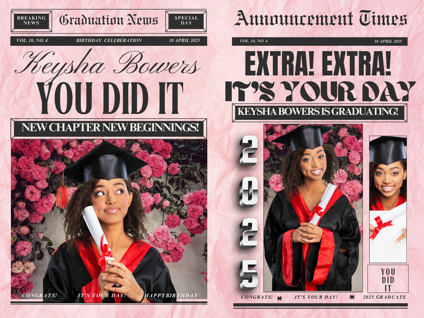 Digital Graduation Newspaper Templates (Canva)
