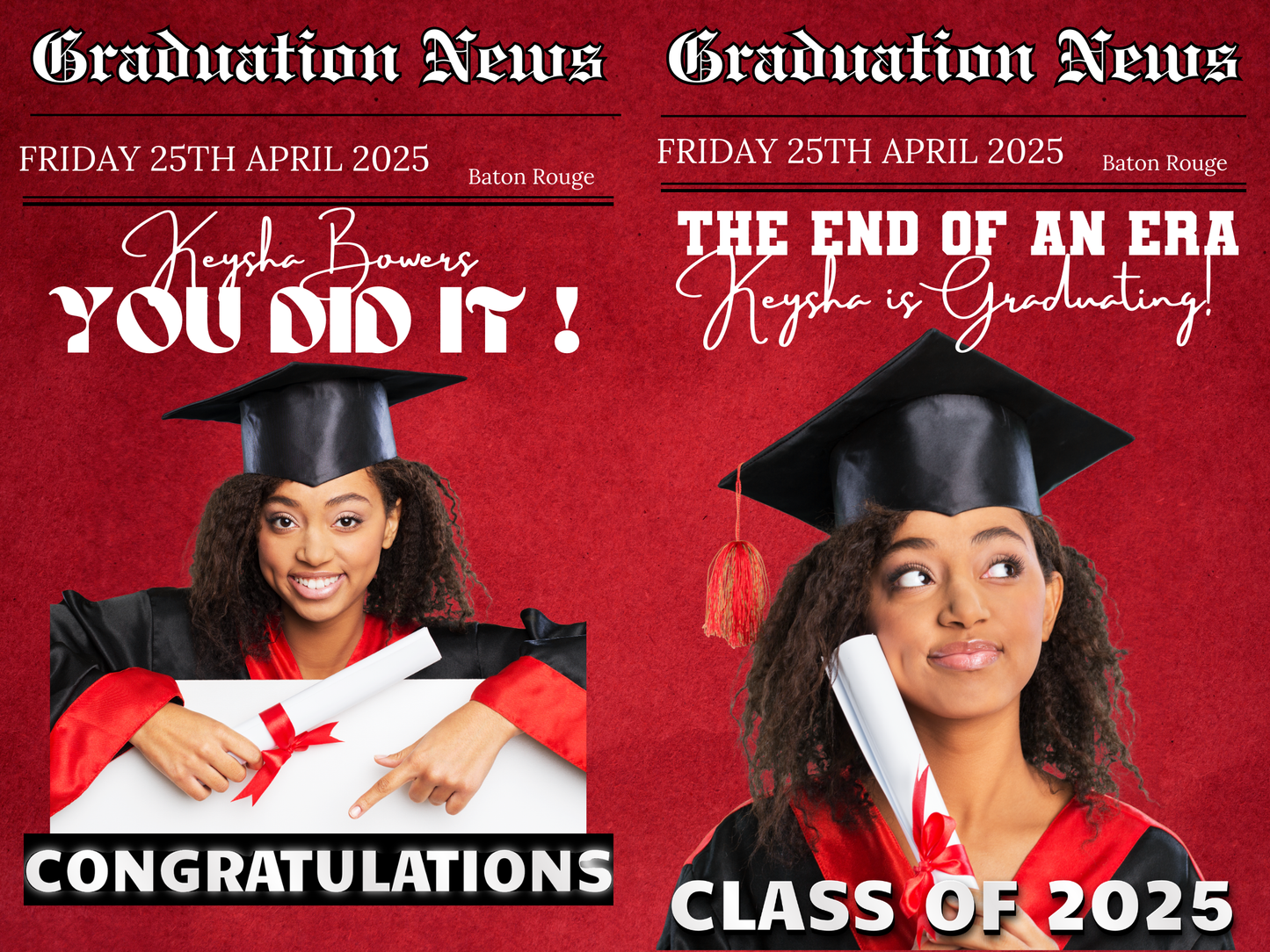 Digital Graduation Newspaper Templates (Canva)
