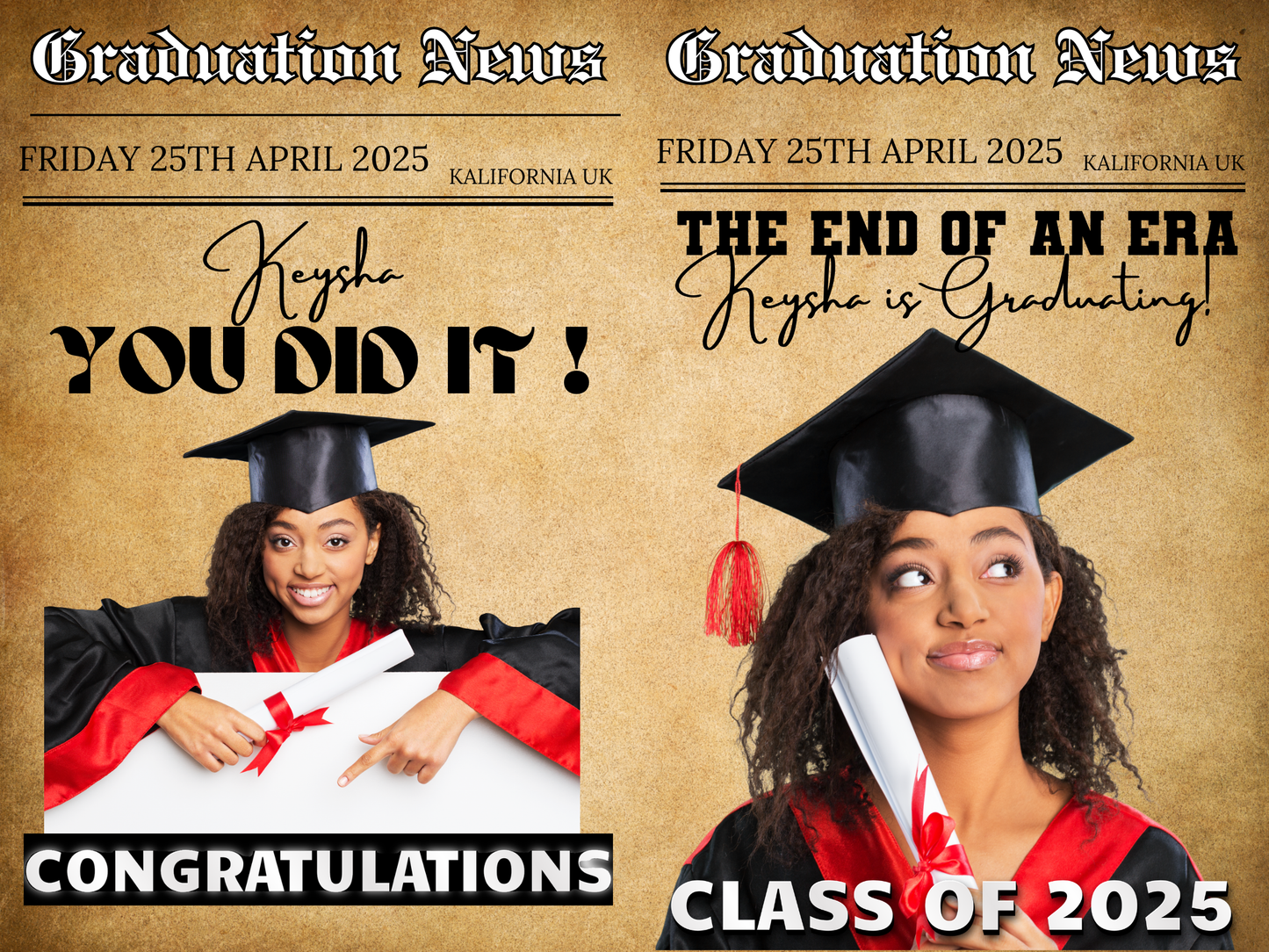 Digital Graduation Newspaper Templates (Canva)