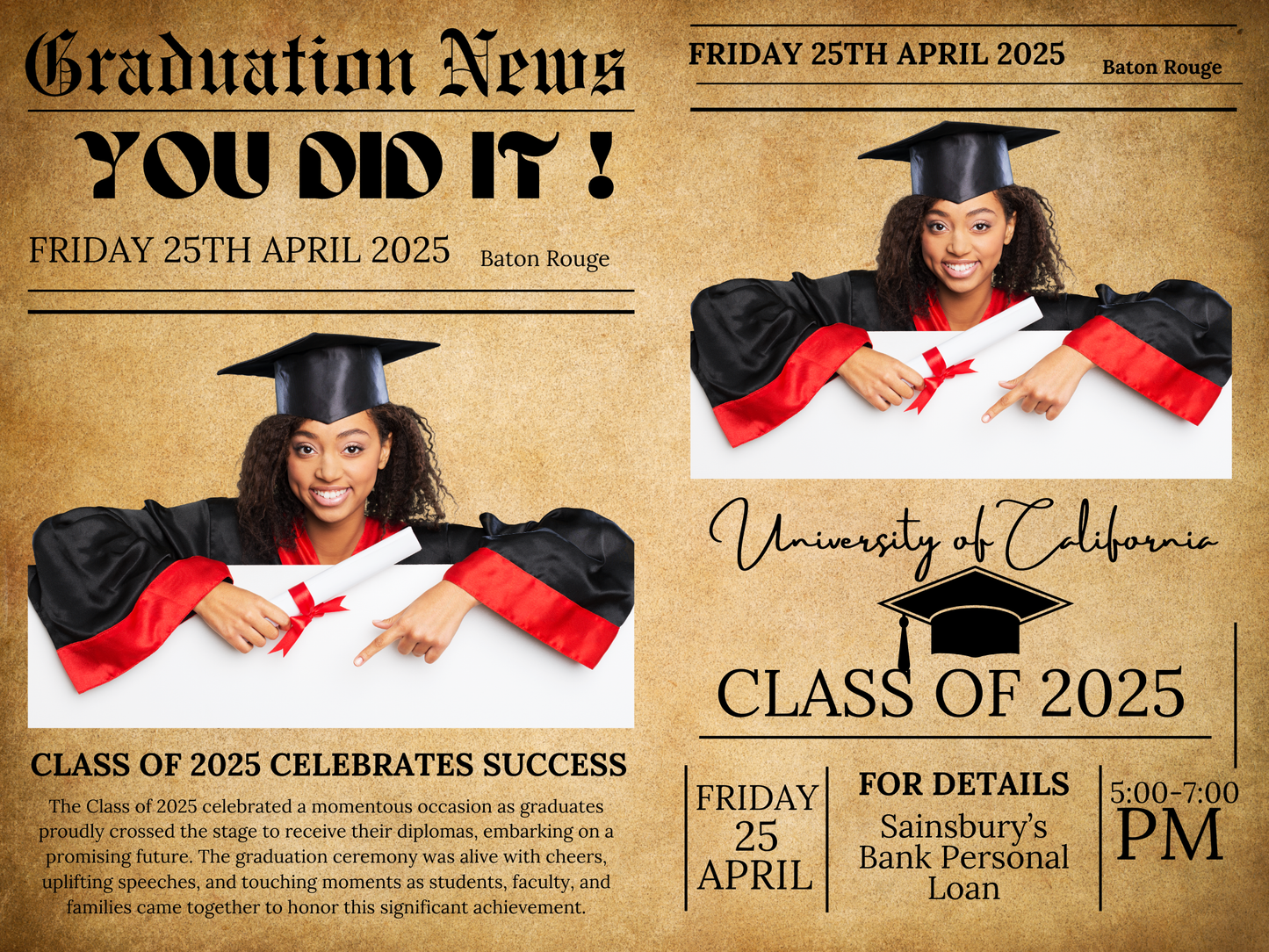 Digital Graduation Newspaper Templates (Canva)