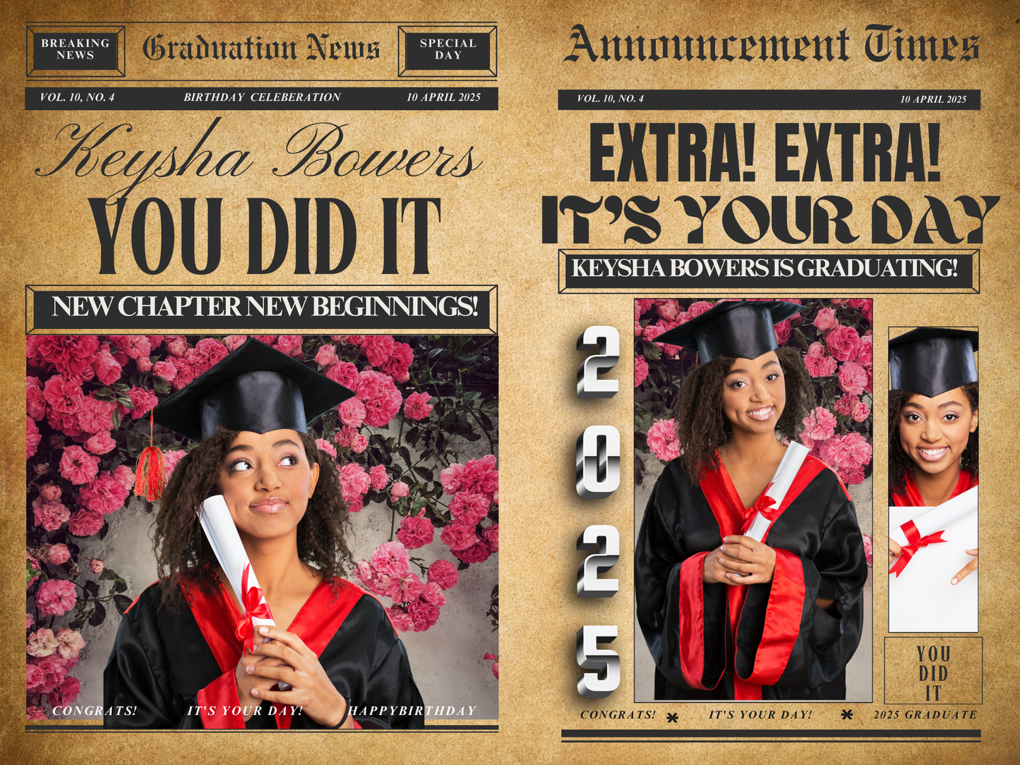 Digital Graduation Newspaper Templates (Canva)