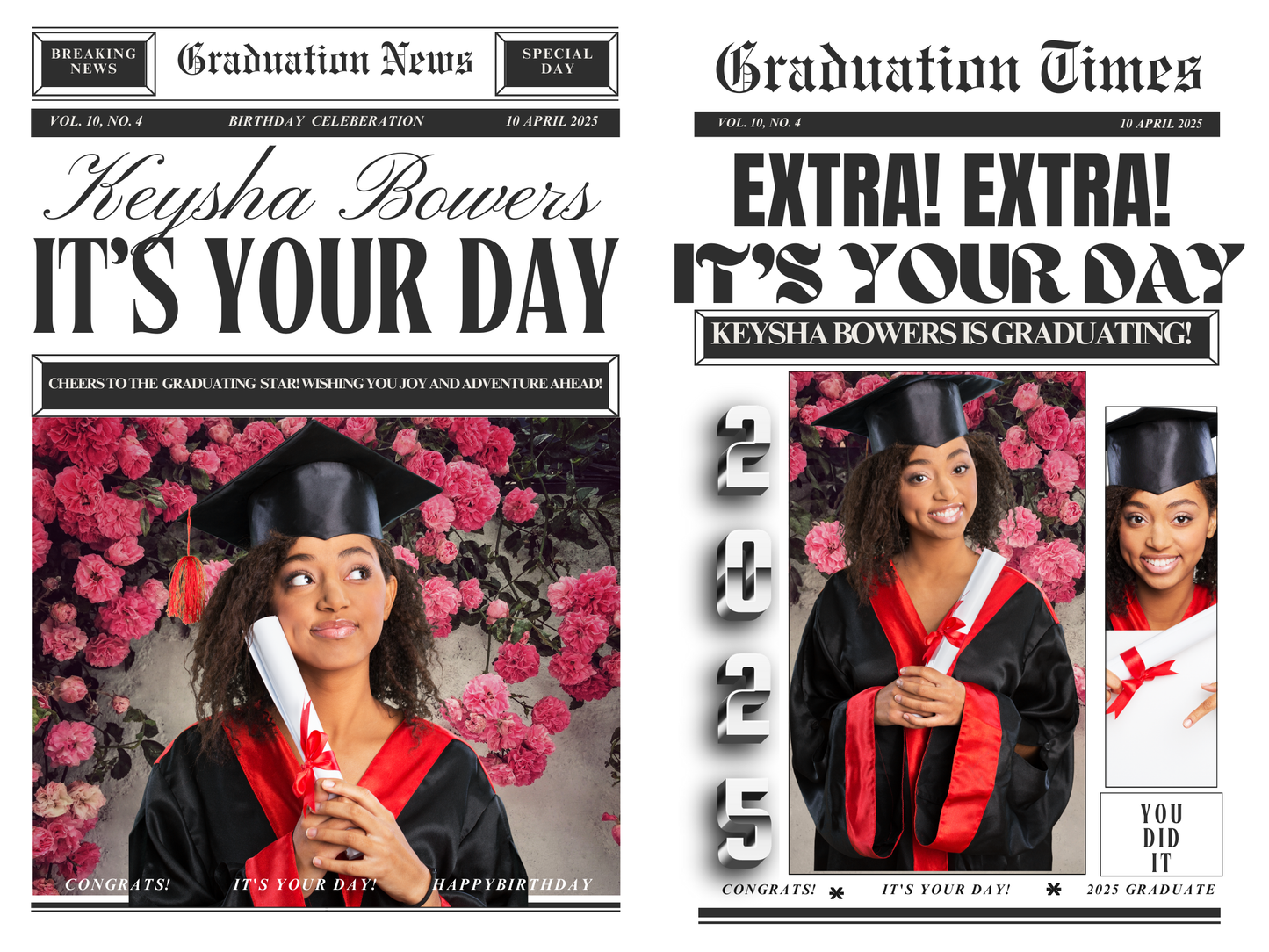 Digital Graduation Newspaper Templates (Canva)