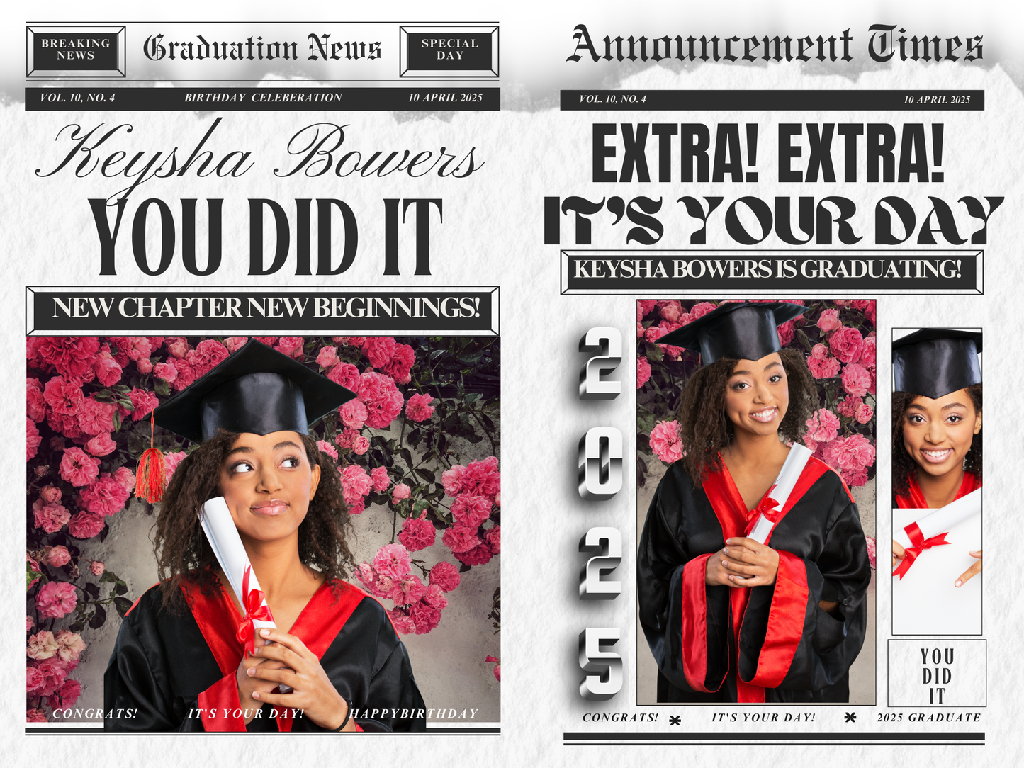 Digital Graduation Newspaper Templates (Canva)
