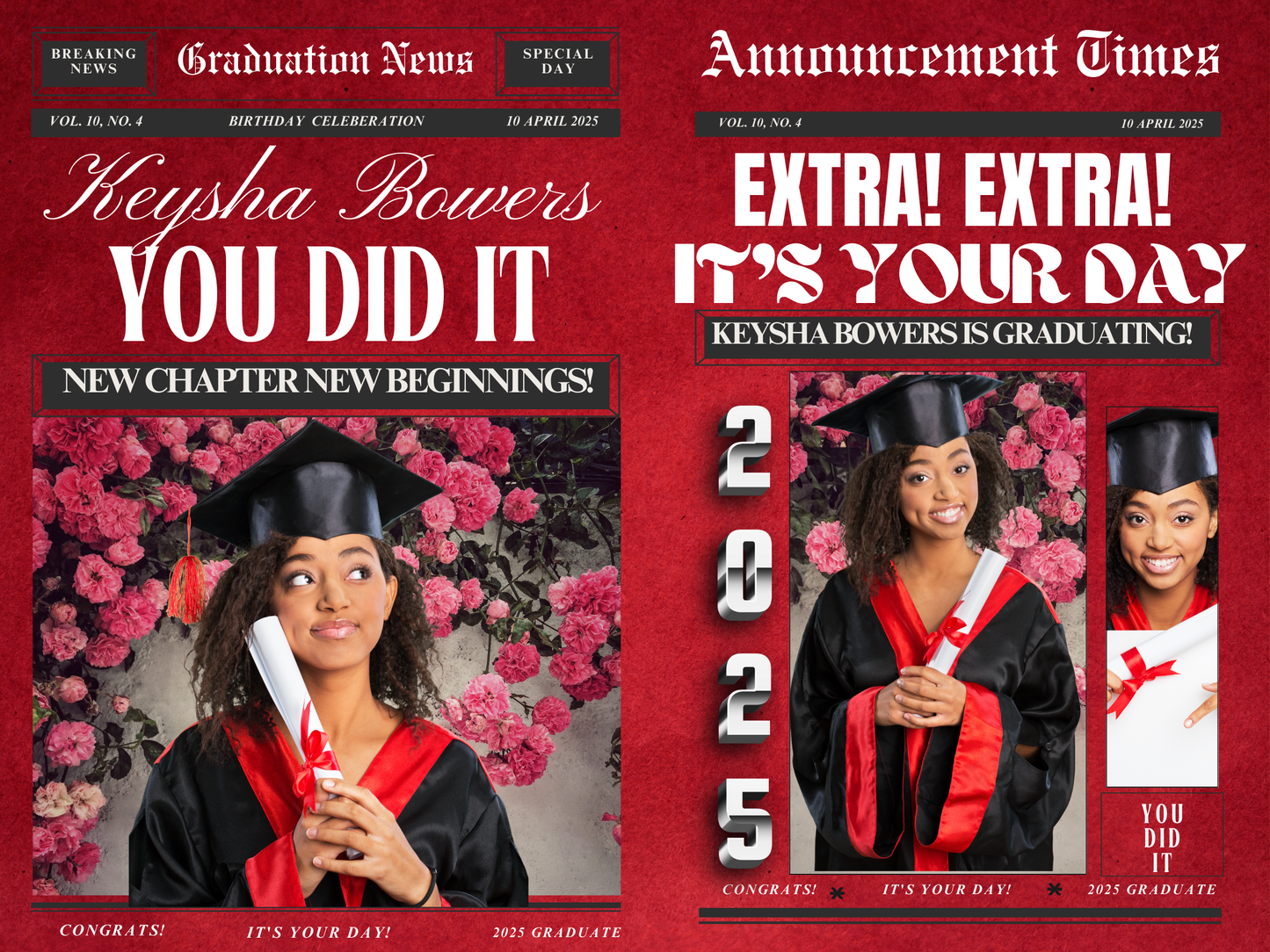 Digital Graduation Newspaper Templates (Canva)