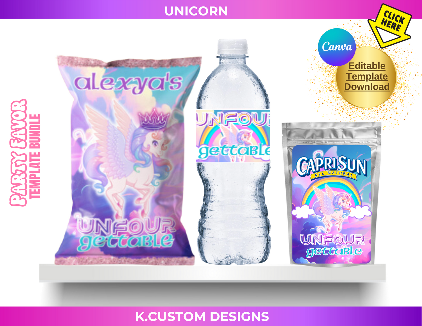 Personalized Unicorn Template Bundle (Canva Template)