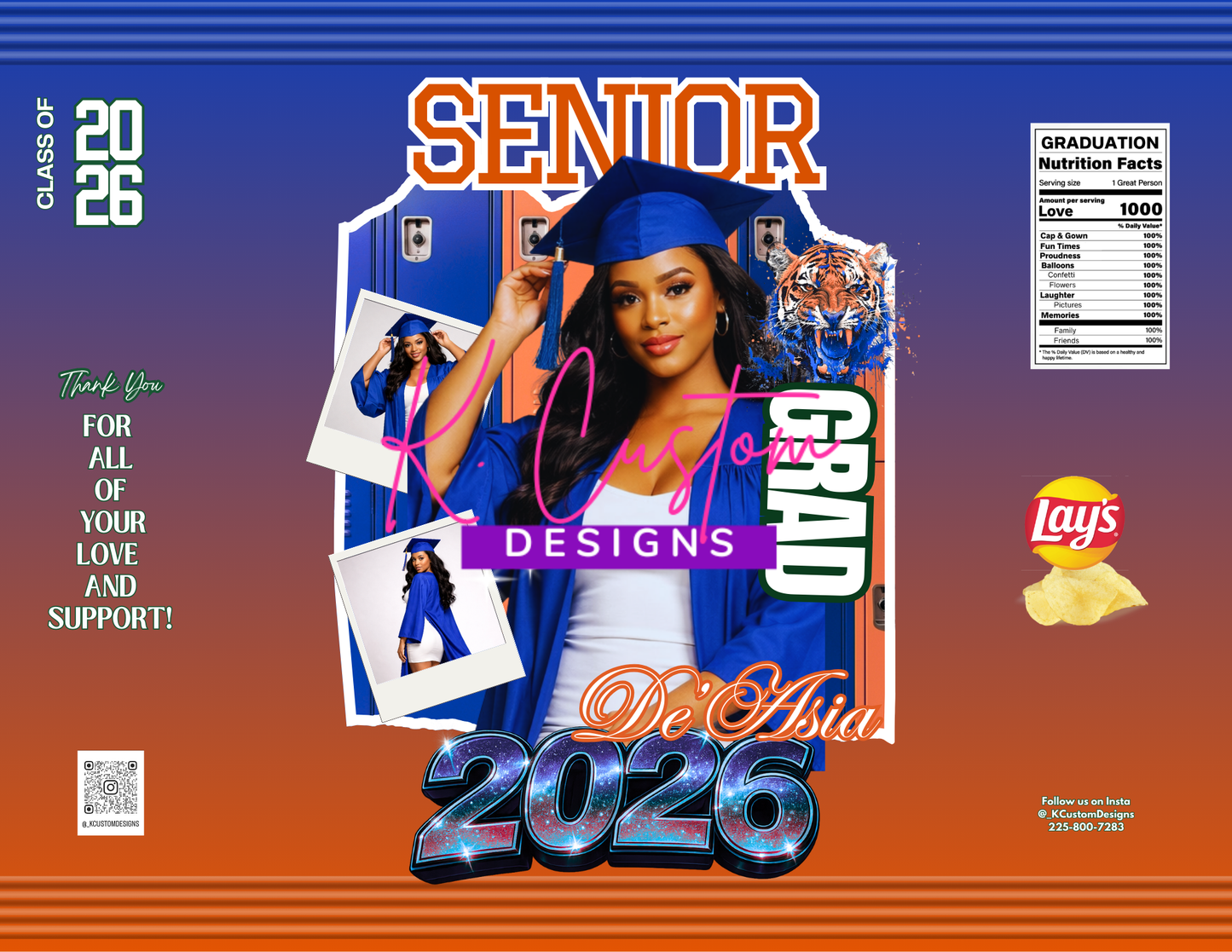 All-in-One Graduation Favor Bundle – Royal Blue & Burnt Orange Theme