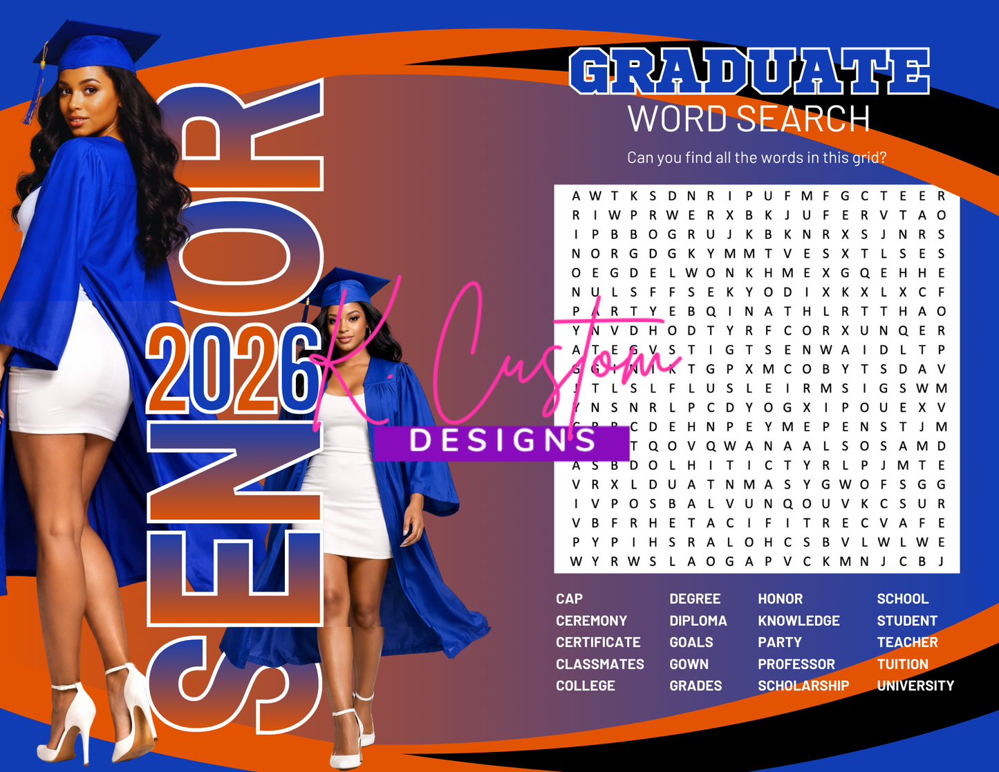 All-in-One Graduation Favor Bundle – Royal Blue & Burnt Orange Theme