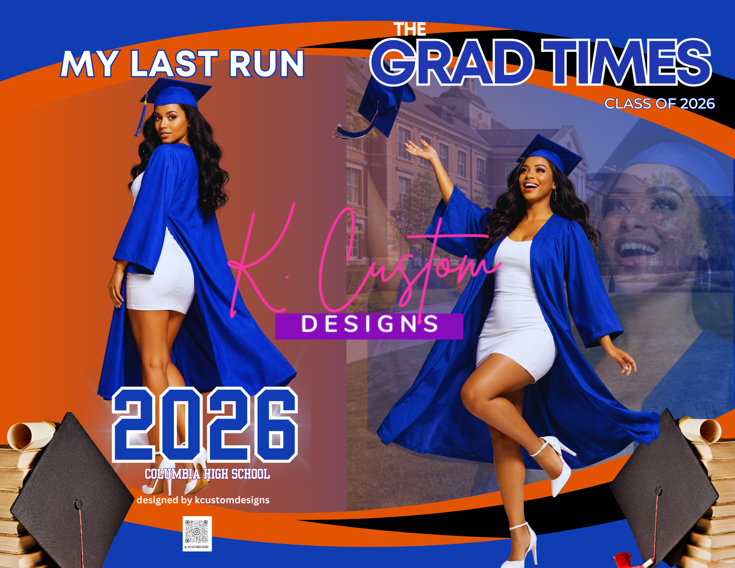 All-in-One Graduation Favor Bundle – Royal Blue & Burnt Orange Theme