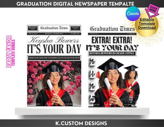 Digital Graduation Newspaper Templates (Canva)