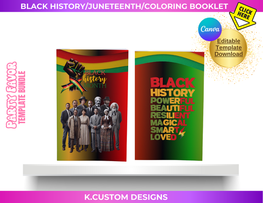 Personalized Digital Black History/Juneteenth/Coloring Booklet (Canva Template)