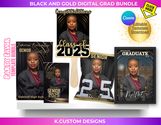 Digital Black and Gold Graduation Bundle