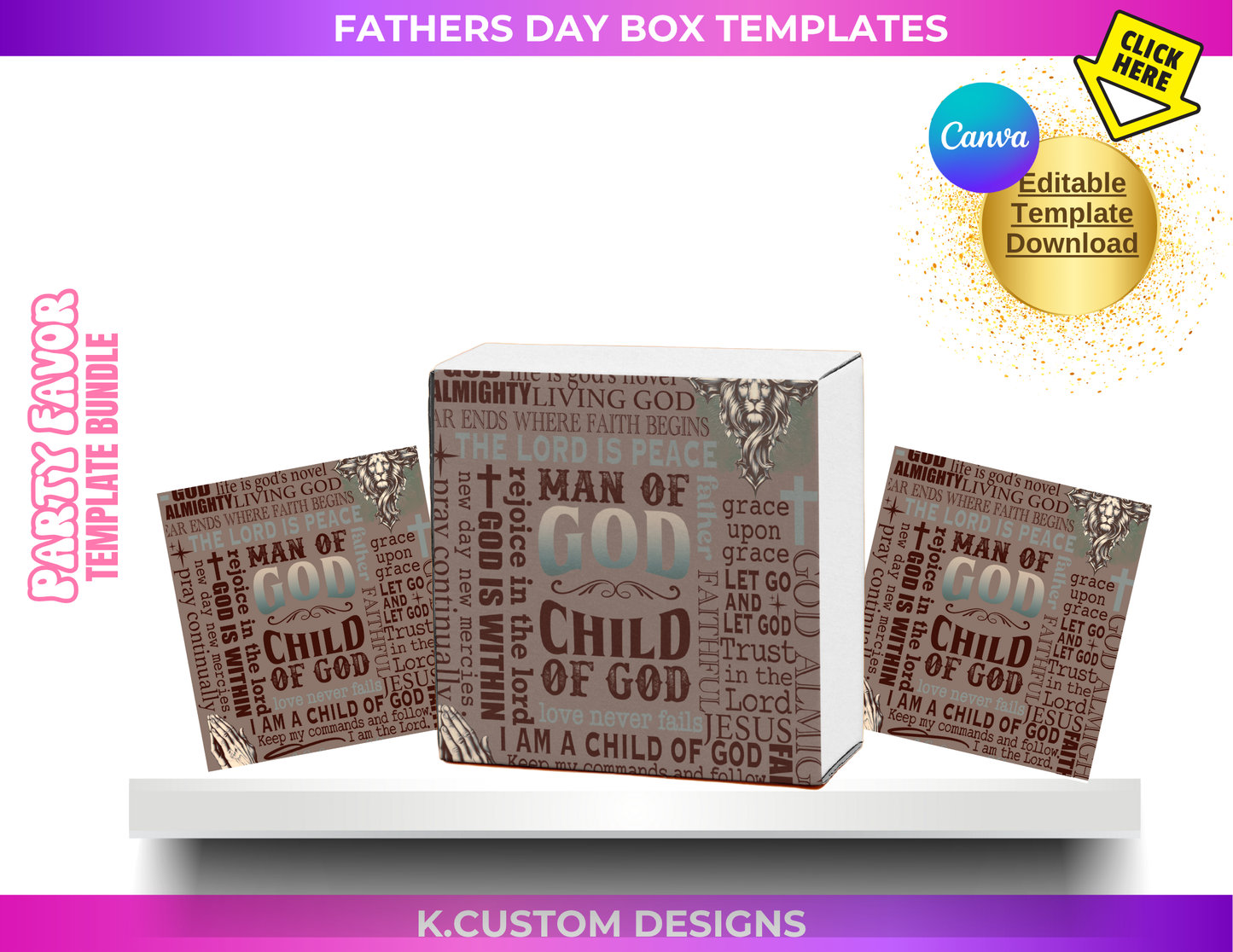 Custom Father's Day Box Templates 8x8x4
