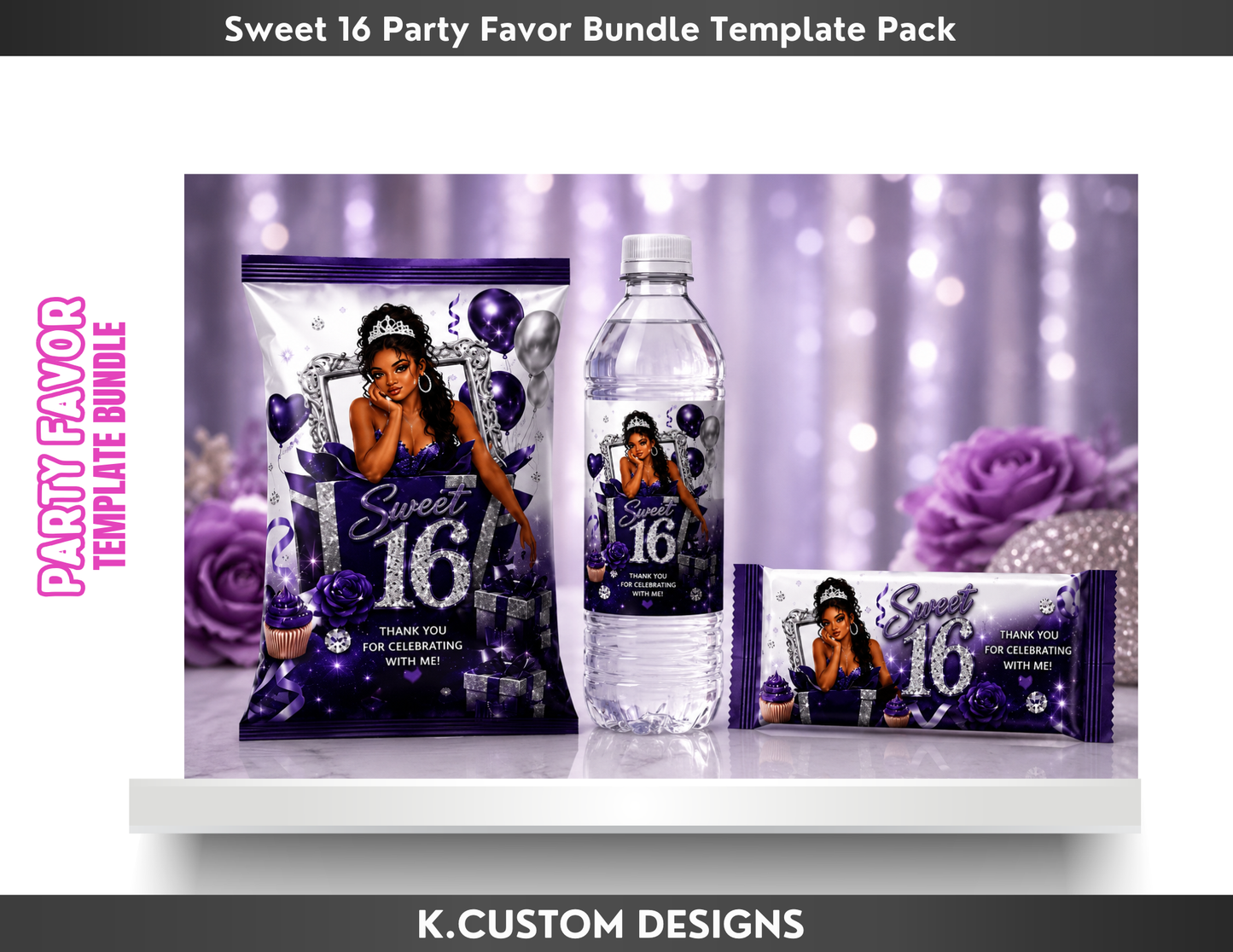 Sweet 16 Party Favor Bundle Template Pack