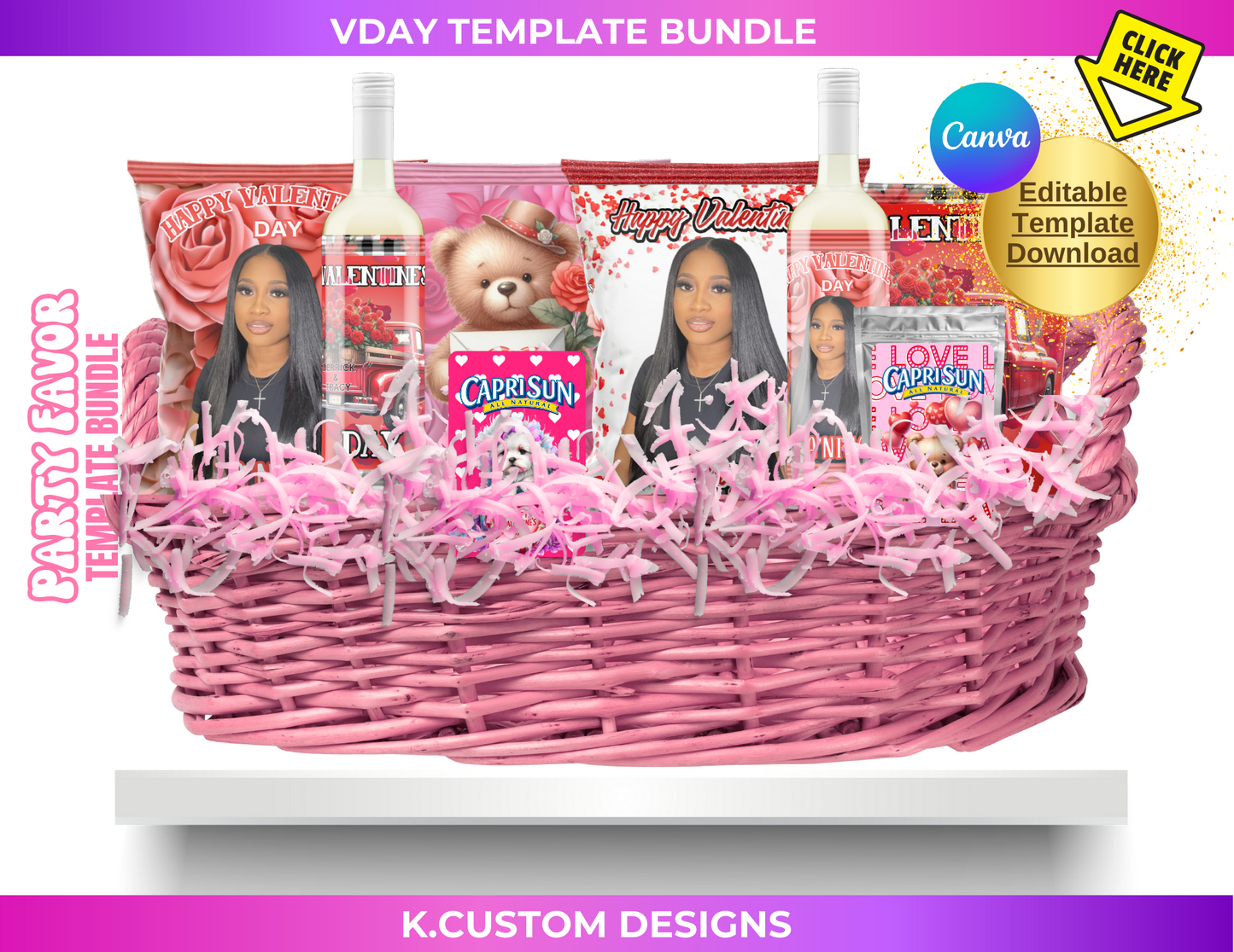 Personalized Valentine's Day  Template Bundle (Canva Template)