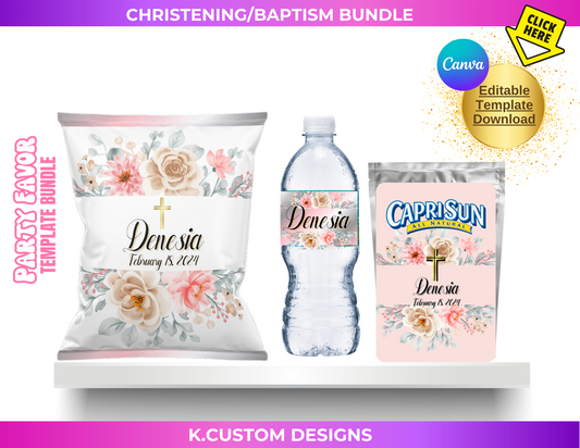 Personalized Christening/Baptism Template Bundle (Canva Template)