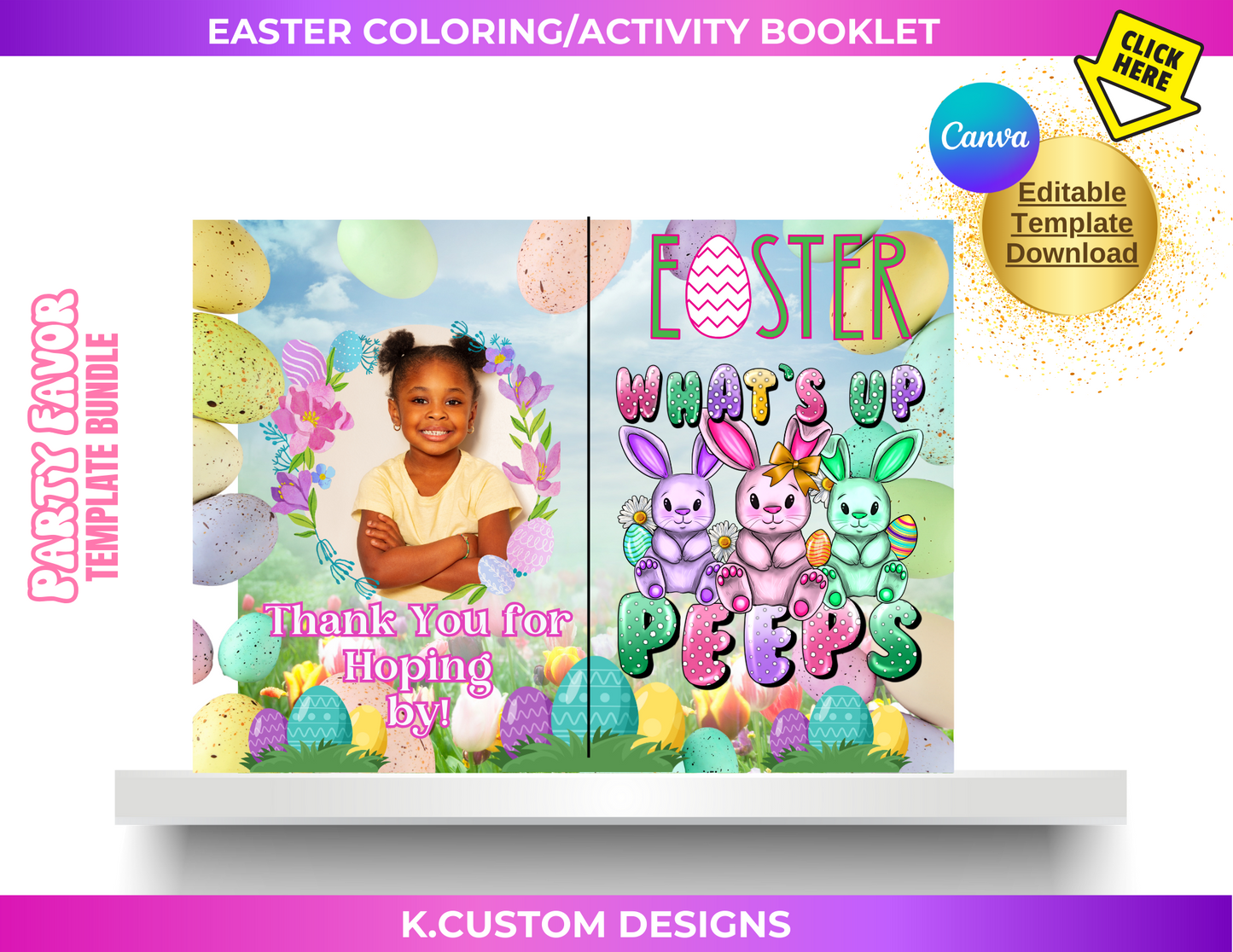 Personalized Easter Coloring/Activity Booklet (Canva Template)