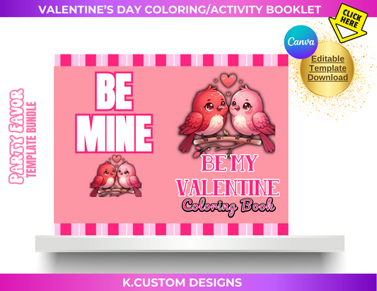 Personalized Valentine's Day Coloring/Activity Booklet (Canva Template)