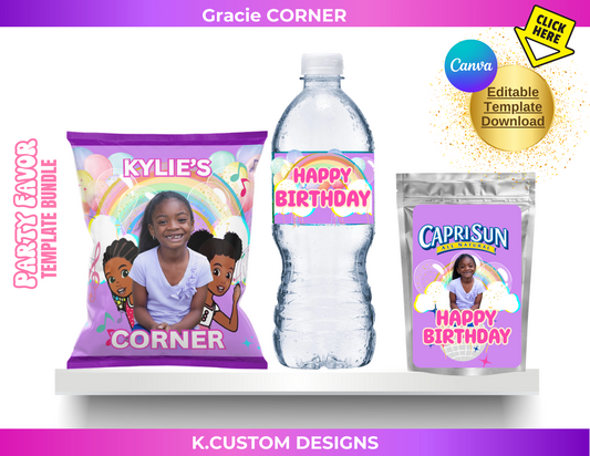 Personalized Gracie Purple Rainbow Template Bundle (Canva Template)