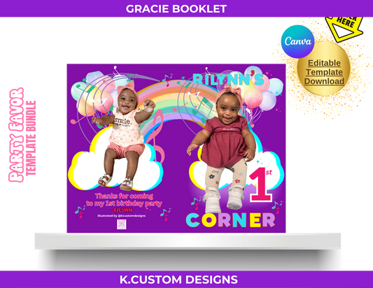 Personalized Gracie Rainbow Coloring/Activity Booklet (Canva Template)