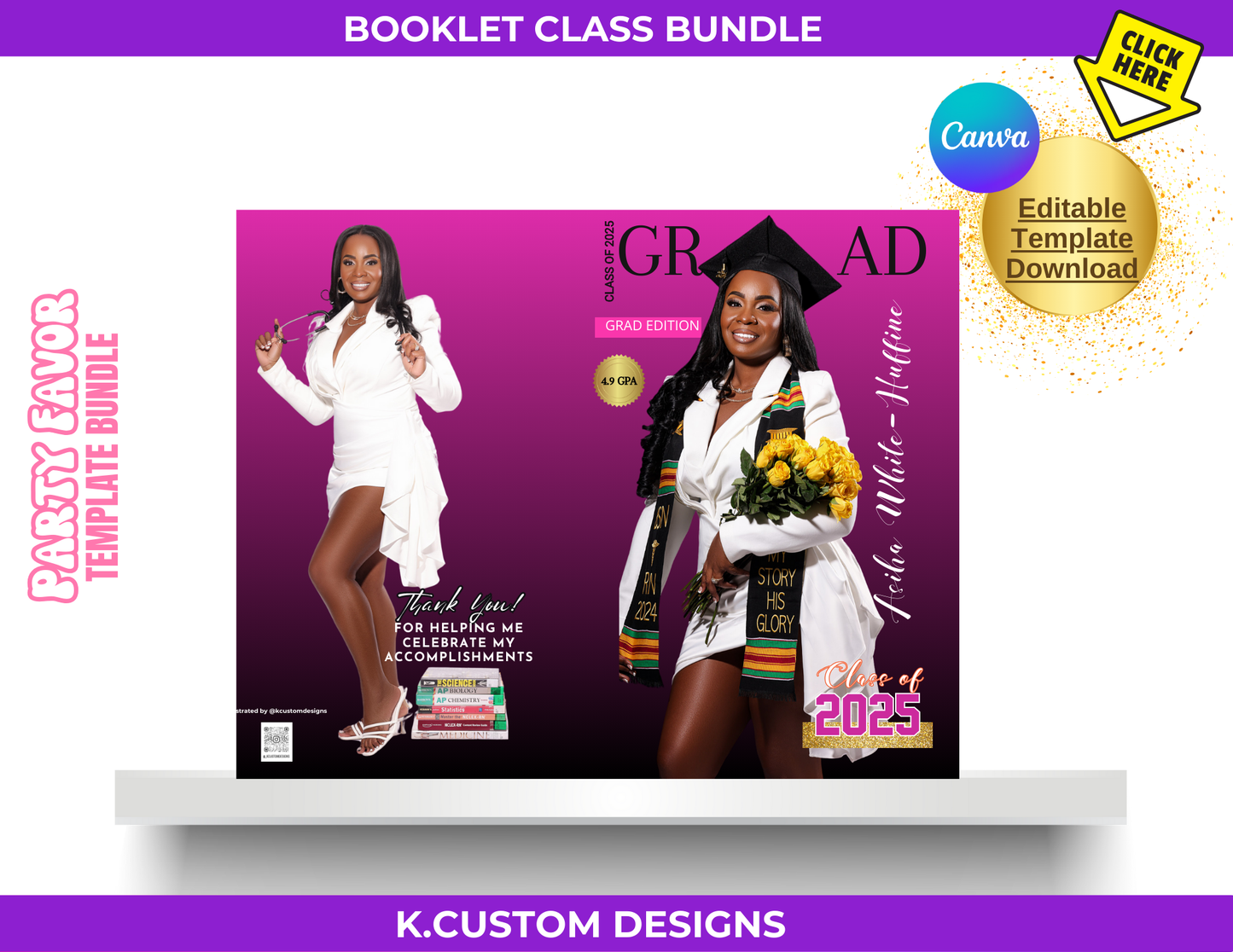 Custom Graduation Digital Bundle (Canva)