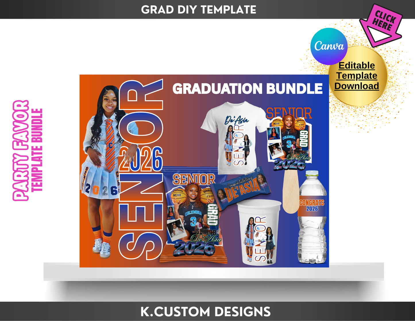All-in-One Graduation Favor Bundle – Royal Blue & Burnt Orange Theme