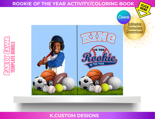 Personalized Rookie of the Year Coloring Book Template (Canva Template)