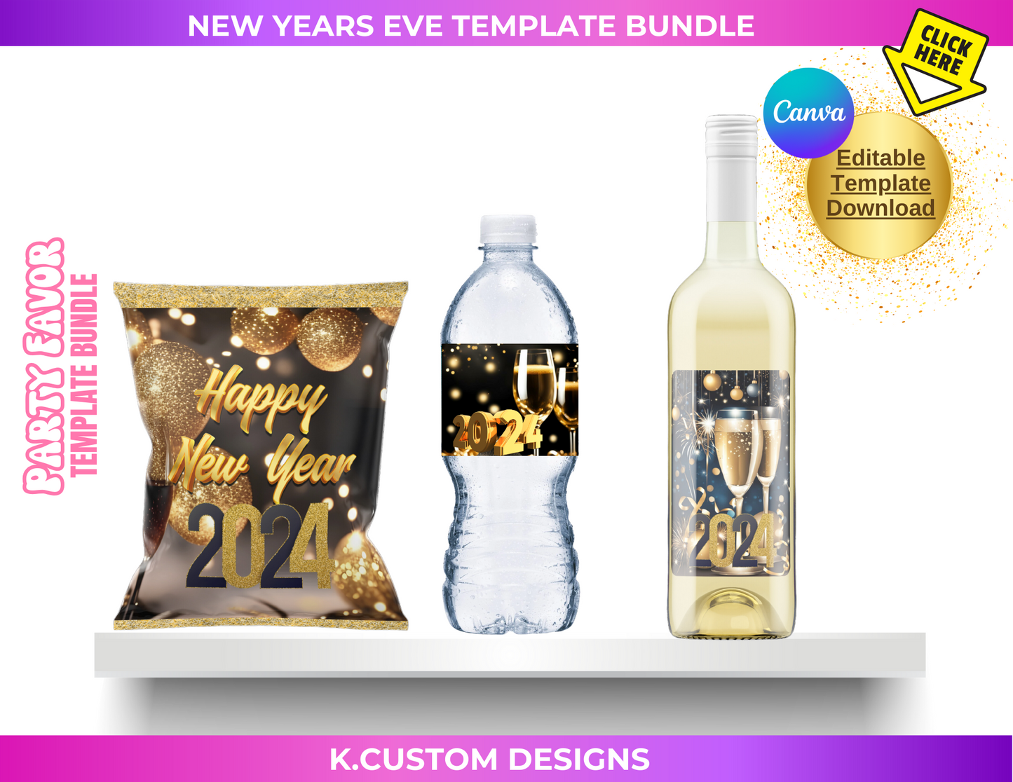 Personalized New Years Eve Template Bundle (Canva Template)