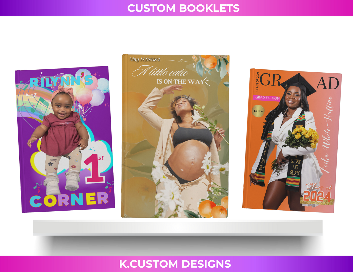 Personalized Custom Graduation/Baby Shower/Wedding/Birthday Booklets