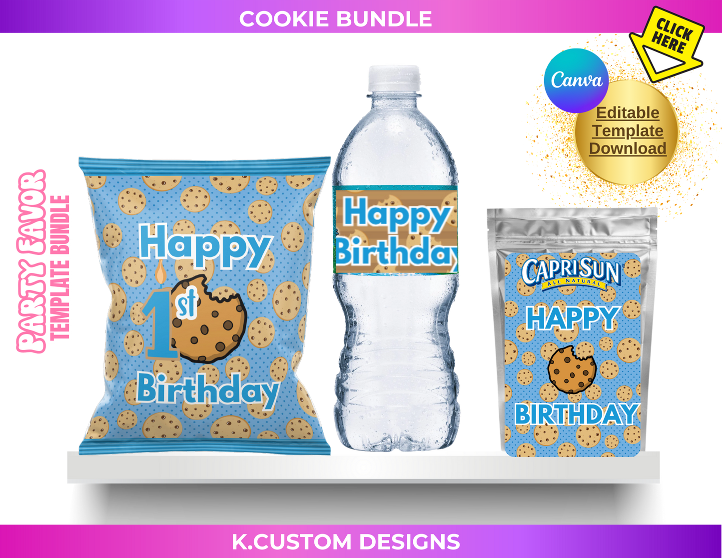 Personalized Cookie Template Bundle (Canva Template)