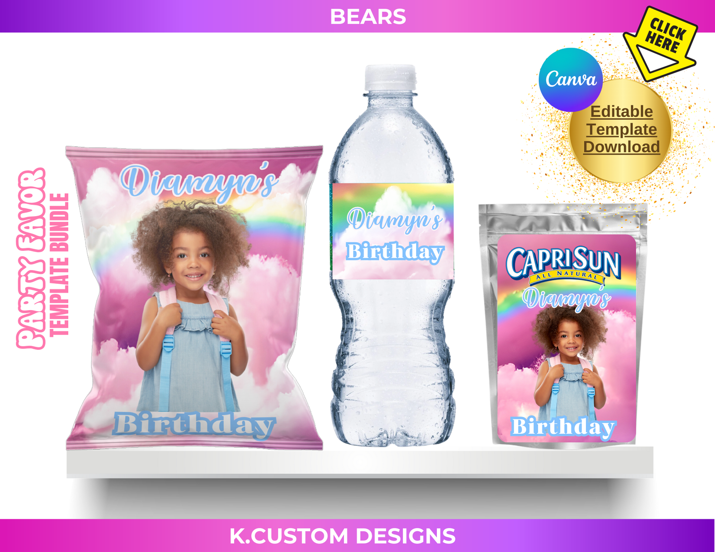 Personalized Bear Template Bundle (Canva Template)