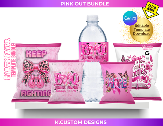 Personalized Pink Out Template Bundle (Canva Template)